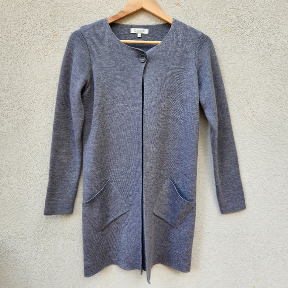 Cocogio Cardigan Women’s Small Gray Merino Wool Classic Minimalist Italy - Picture 1 of 11